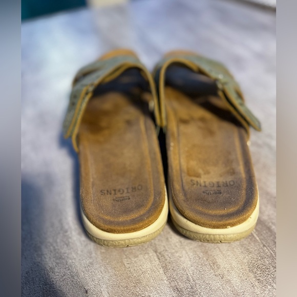 Earth Origins Womens Sandals Size 9.5 Green Slides Casual Leather Comfy - Picture 7 of 15